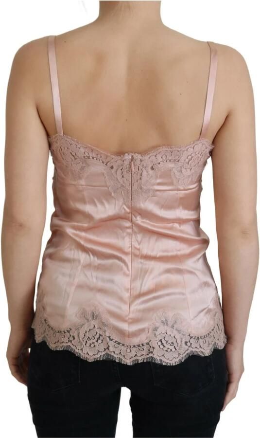 Dolce & Gabbana Roze Satijnen Kant Rozen Tank Top Lingerie Pink Dames - Foto 4