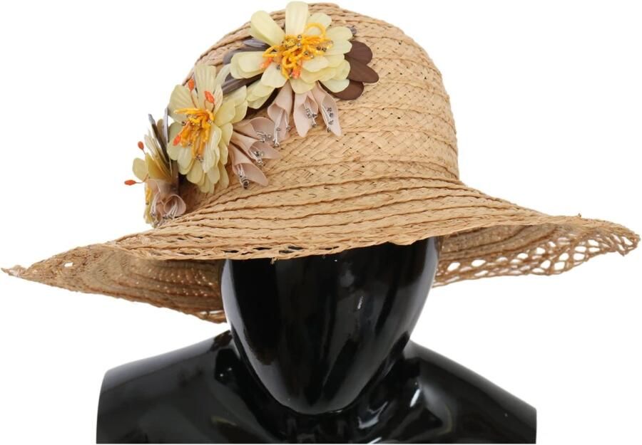 Dolce & Gabbana DG beige brede randbloem emmer capello hoed Beige Dames - Foto 3