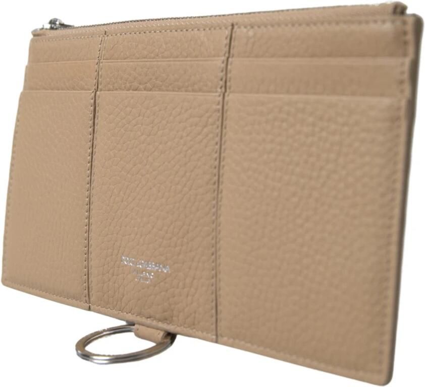Dolce & Gabbana Elegante Beige Leren Portemonnee met Afneembare Band Beige Dames