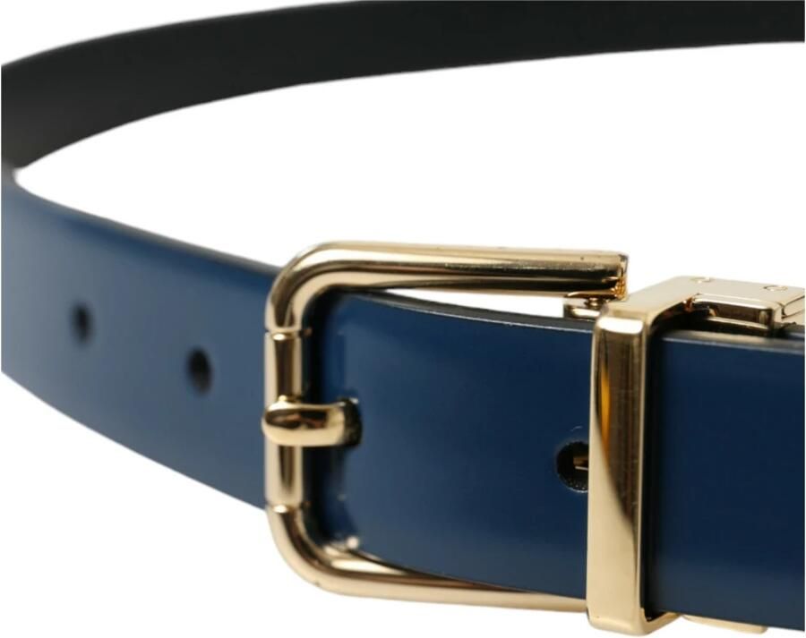 Dolce & Gabbana Elegante blauwe leren riem met metalen gesp Blue Heren