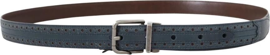 Dolce & Gabbana Elegante Blauwe Leren Riem voor Heren Blue Heren