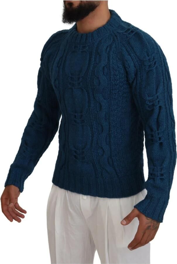 Dolce & Gabbana Blauwe Gebreide Wol Alpaca Pullover Trui Blue Heren - Foto 2