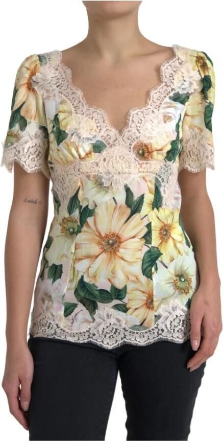 Dolce & Gabbana Elegante Bloemen Zijden Blouse Multicolor Dames - Foto 4