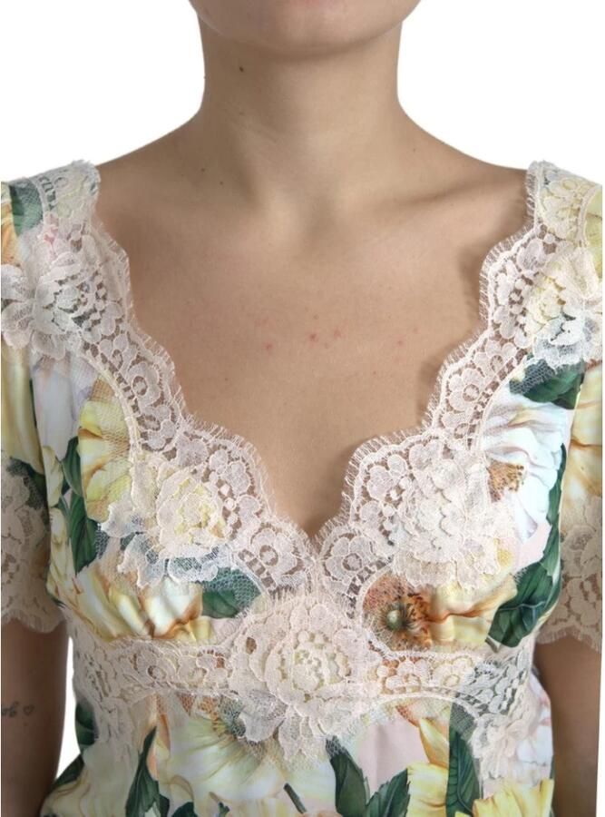Dolce & Gabbana Elegante Bloemen Zijden Blouse Multicolor Dames