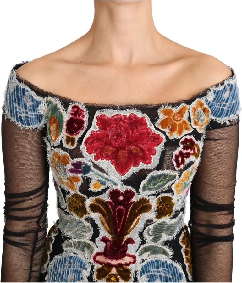 Dolce & Gabbana Elegante bloemenapplicatie met lange mouwen Multicolor Dames - Foto 1