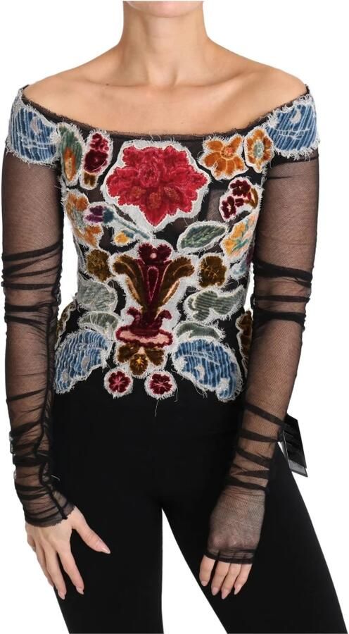 Dolce & Gabbana Elegante bloemenapplicatie met lange mouwen Multicolor Dames - Foto 3