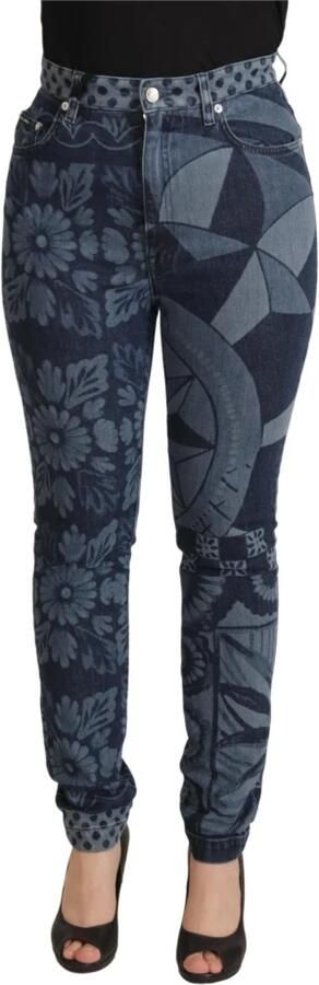 Dolce & Gabbana Elegante bloemrijke hoge taille skinny jeans Blue Dames - Foto 7