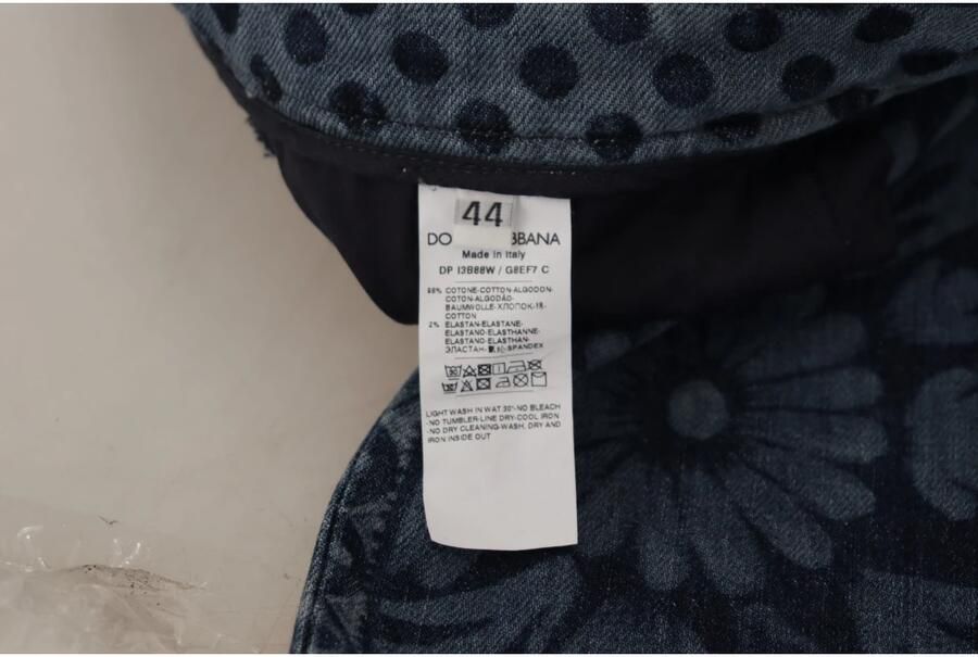 Dolce & Gabbana Elegante bloemrijke hoge taille skinny jeans Blue Dames