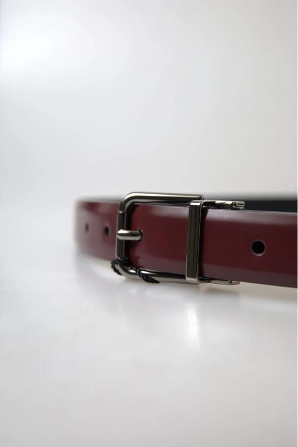 Dolce & Gabbana Elegante Bordeaux Leren Riem met Metalen Gesp Brown Heren - Foto 2