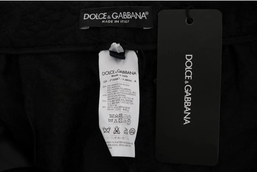Dolce & Gabbana Zwarte Bloemen Brokaat Hoge Taille Capri Shorts Black Dames - Foto 2