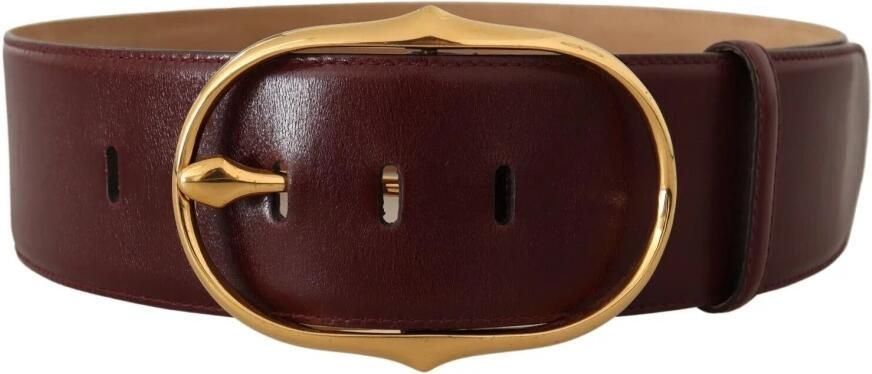 Dolce & Gabbana Donkerbruine Leren Riem met Gouden Ovaal Gesp Brown Dames