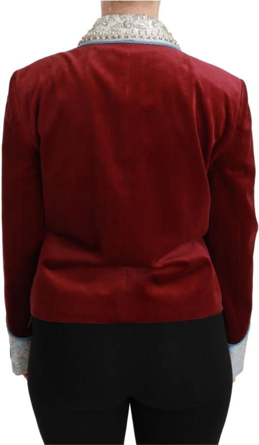 Dolce & Gabbana Red Velvet Baroque Crystal Blazerjas Jacket Rood Dames - Foto 2