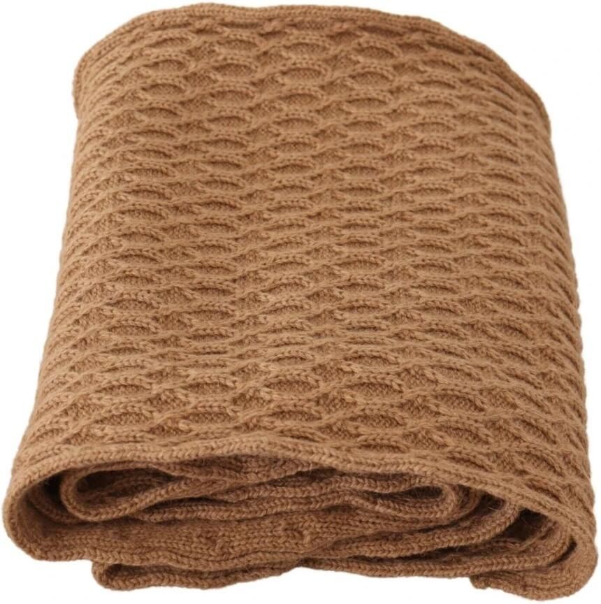 Dolce & Gabbana Donkerbruine Gebreide Sjaal met Logodetails voor Vrouwen Brown Dames