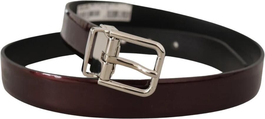 Dolce & Gabbana Bruin Patent Leren Riem met Zilveren Metalen Gesp Brown Heren