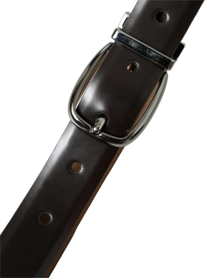 Dolce & Gabbana Elegante donkerbruine leren riem Brown Heren