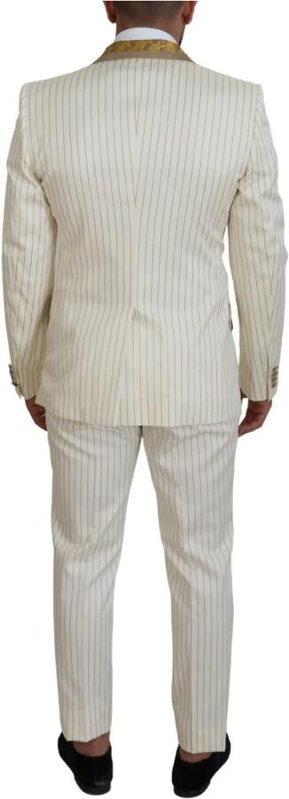 Dolce & Gabbana Off White Gouden Gestreepte Tuxedo Slim Fit Pak Multicolor Heren - Foto 11