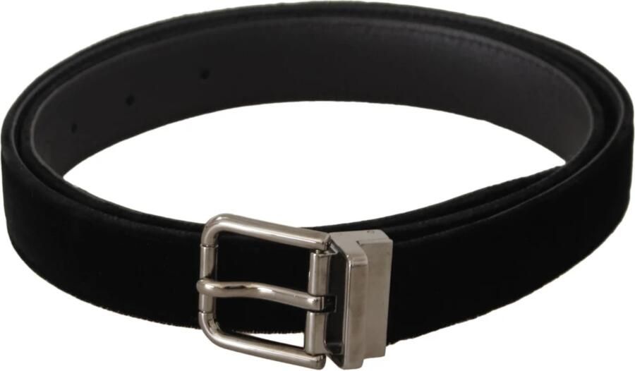 Dolce & Gabbana Elegante Fluweel Riem met Metalen Gesp Black Heren