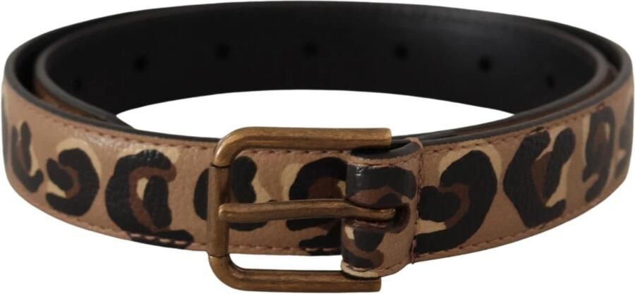 Dolce & Gabbana Luipaardprint Bronzen Metalen Gesp Riem Brown Dames - Foto 6
