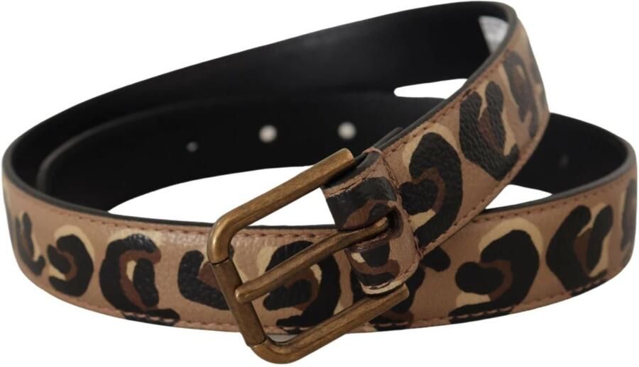 Dolce & Gabbana Luipaardprint Bronzen Metalen Gesp Riem Brown Dames - Foto 4