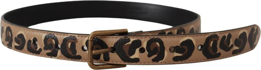 Dolce & Gabbana Luipaardprint Bronzen Metalen Gesp Riem Brown Dames - Foto 5