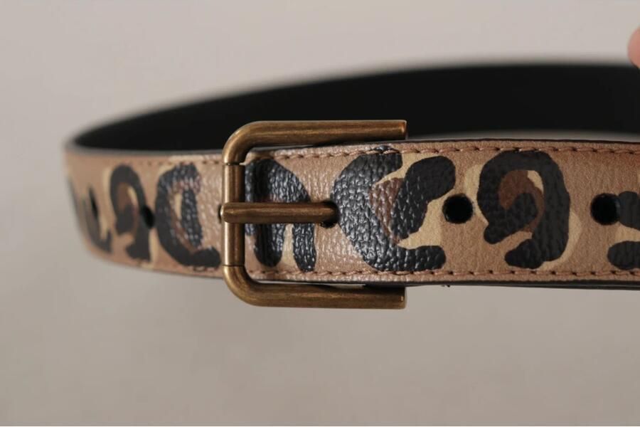 Dolce & Gabbana Luipaardprint Bronzen Metalen Gesp Riem Brown Dames - Foto 2