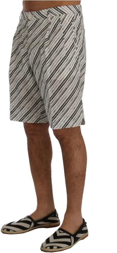 Dolce & Gabbana Elegante Gestreepte Katoenen Linnen Shorts White Heren - Foto 5