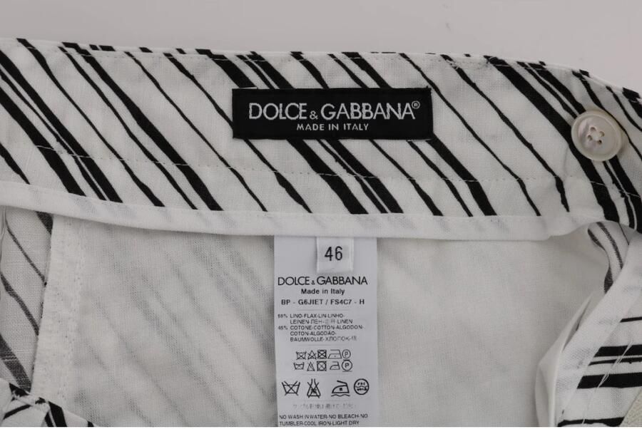 Dolce & Gabbana Elegante Gestreepte Katoenen Linnen Shorts White Heren - Foto 3