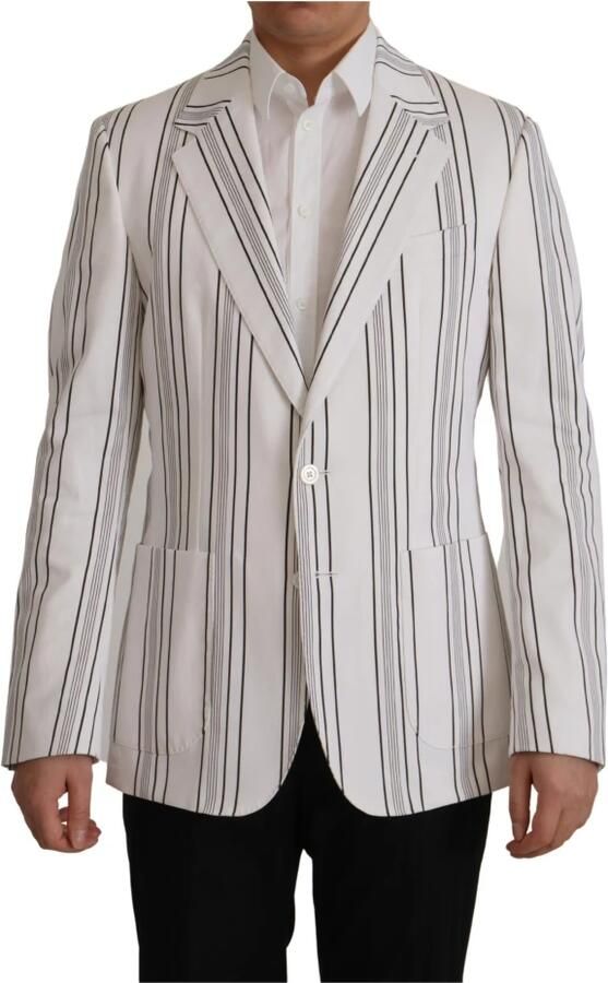 Dolce & Gabbana Witte Gestreepte Katoenen Single Breasted Blazer White Heren - Foto 8