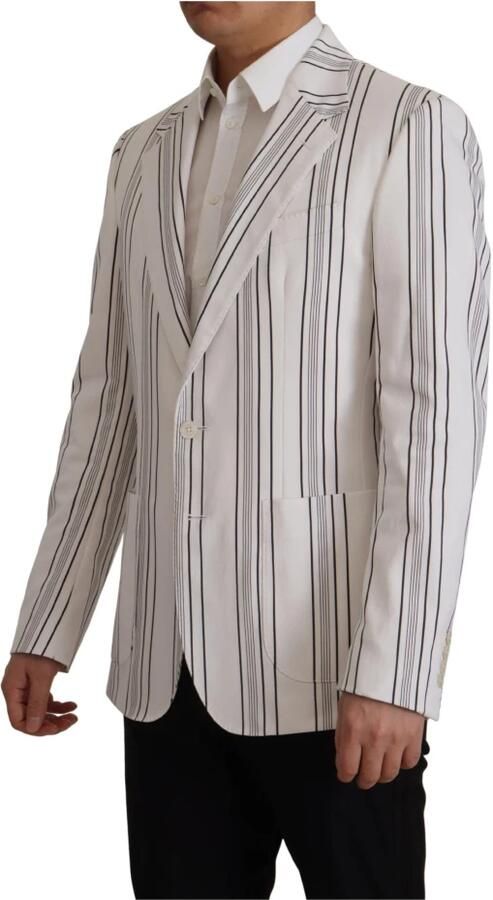 Dolce & Gabbana Witte Gestreepte Katoenen Single Breasted Blazer White Heren - Foto 7