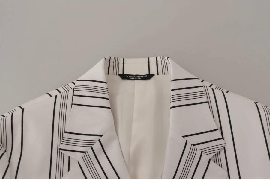 Dolce & Gabbana Witte Gestreepte Katoenen Single Breasted Blazer White Heren - Foto 4