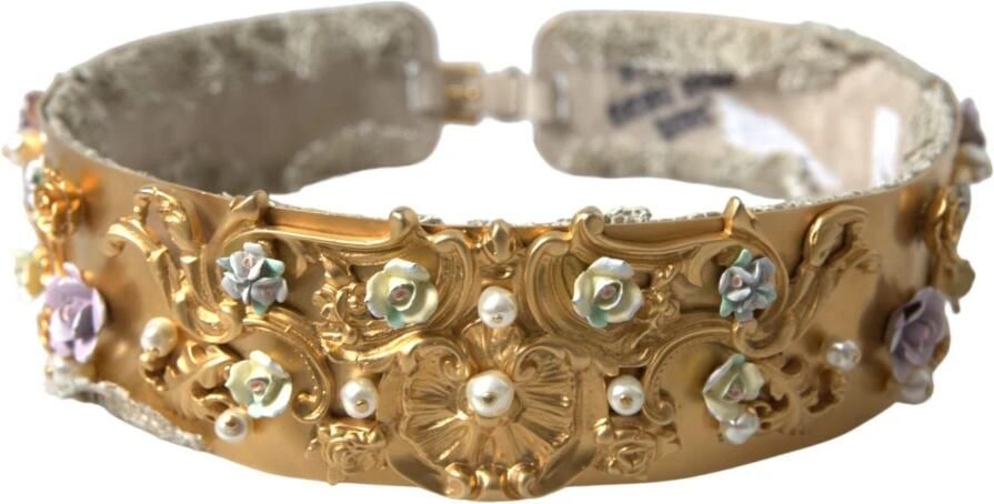 Dolce & Gabbana Elegante gouden parelriem met bloemenpatroon Yellow Dames - Foto 8