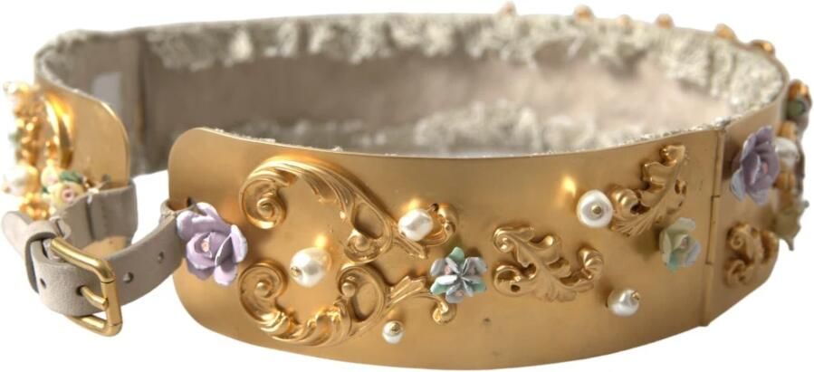 Dolce & Gabbana Elegante gouden parelriem met bloemenpatroon Yellow Dames - Foto 6