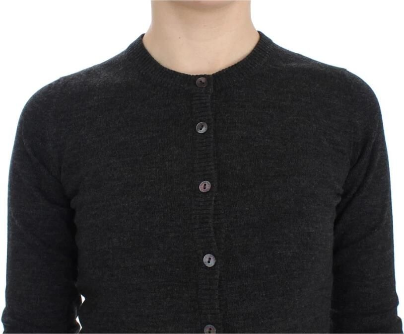 Dolce & Gabbana Black Wool Button Cardigan Sweater Top Zwart Dames