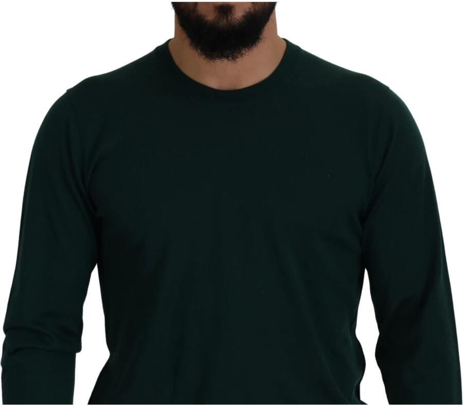 Dolce & Gabbana Green Cashmere Crewneck Pullover Sweater Groen Heren