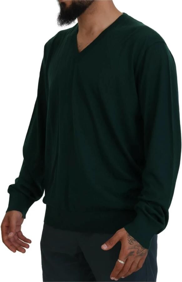 Dolce & Gabbana Green Cashmere Crewneck Pullover Sweater Groen Heren - Foto 4