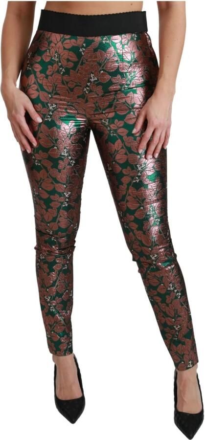 Dolce & Gabbana Luxe Groene Bronzen Blad Leggings Multicolor Dames