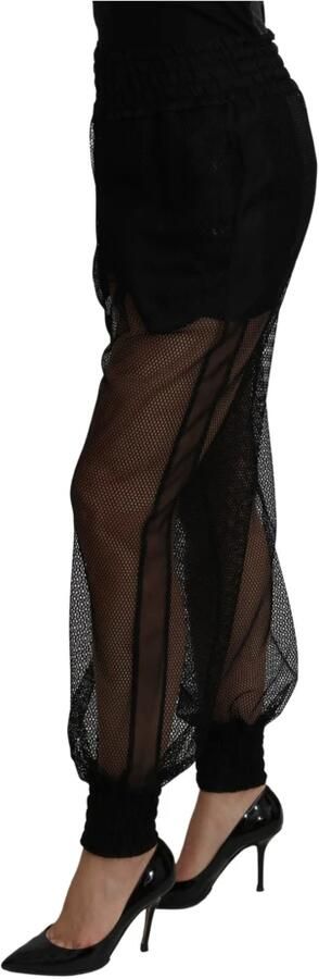 Dolce & Gabbana Elegante joggingbroek met hoge taille van zijdemix Black Dames