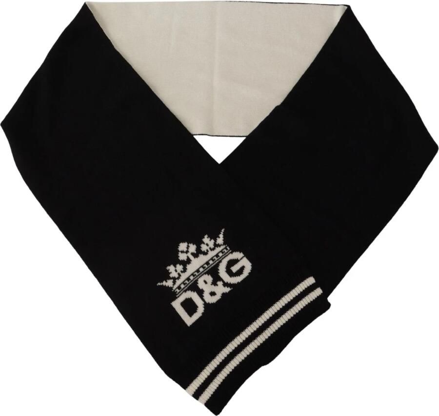 Dolce & Gabbana Zwart Wit Katoenen DG Bedrukte Kasjmier Shawl Sjaal Black Dames - Foto 2