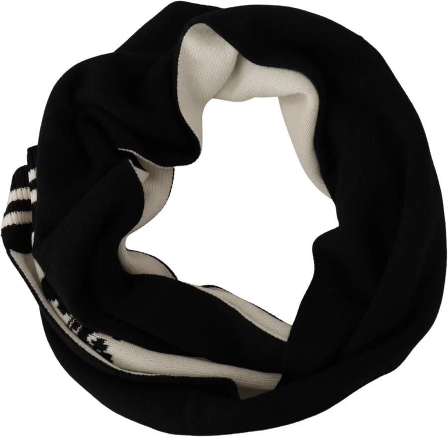 Dolce & Gabbana Zwart Wit Katoenen DG Bedrukte Kasjmier Shawl Sjaal Black Dames