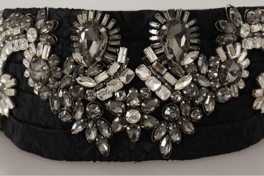 Dolce & Gabbana Zijden riem met strass steentjes drukknoopsluiting Zwart Dames - Foto 4