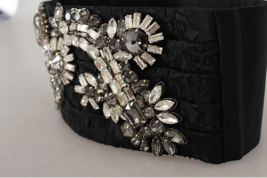 Dolce & Gabbana Zijden riem met strass steentjes drukknoopsluiting Zwart Dames - Foto 3