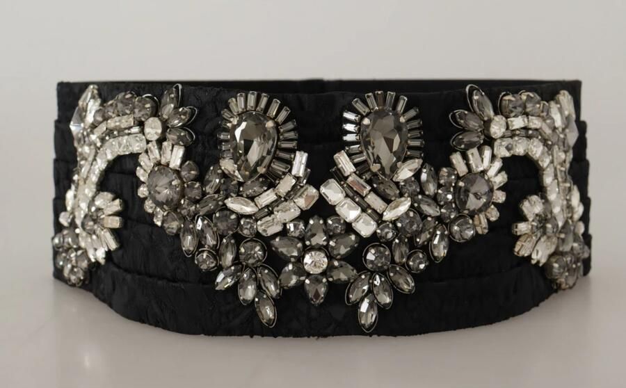 Dolce & Gabbana Zijden riem met strass steentjes drukknoopsluiting Zwart Dames - Foto 5