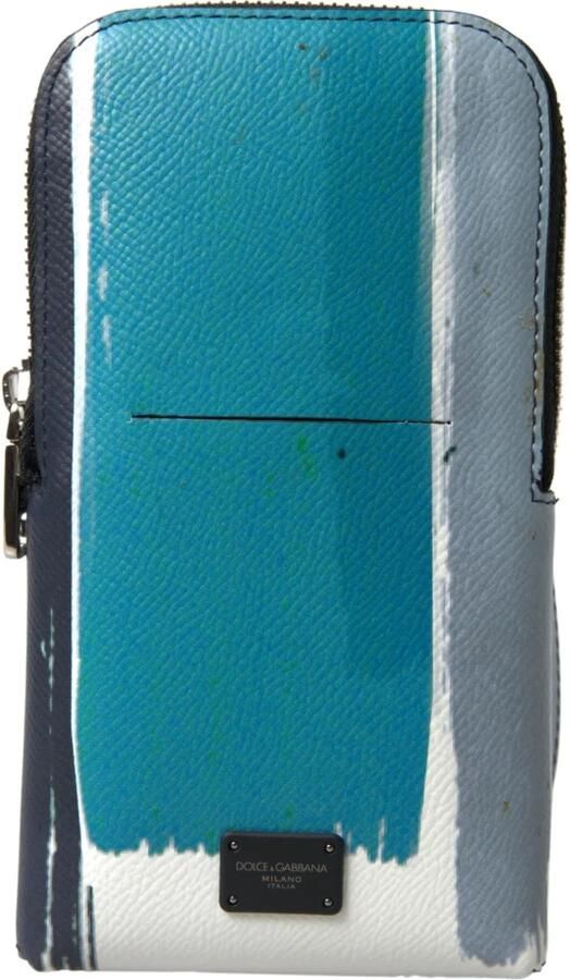 Dolce & Gabbana Blauwe Luipaard Leren Heren Crossbody Telefoontas Multicolor Heren - Foto 5