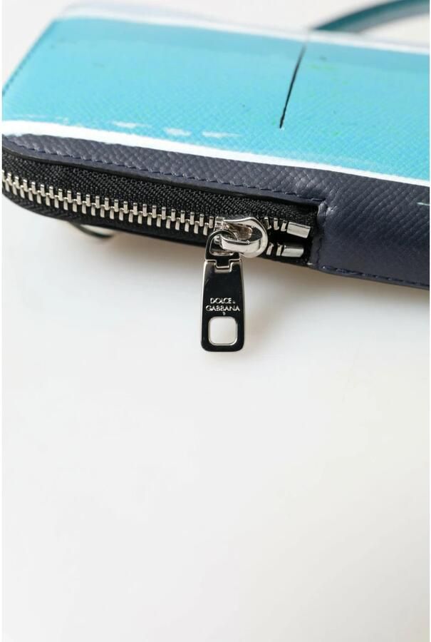 Dolce & Gabbana Blauwe Luipaard Leren Heren Crossbody Telefoontas Multicolor Heren - Foto 2