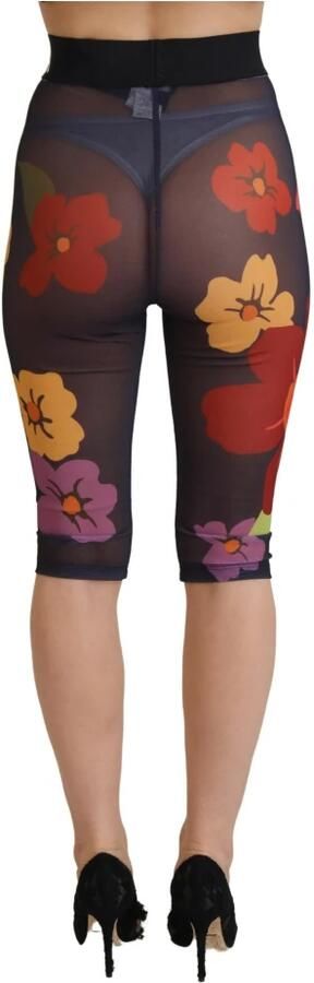 Dolce & Gabbana Elegante Leggings met Bloemenprint en Hoge Taille Black Dames