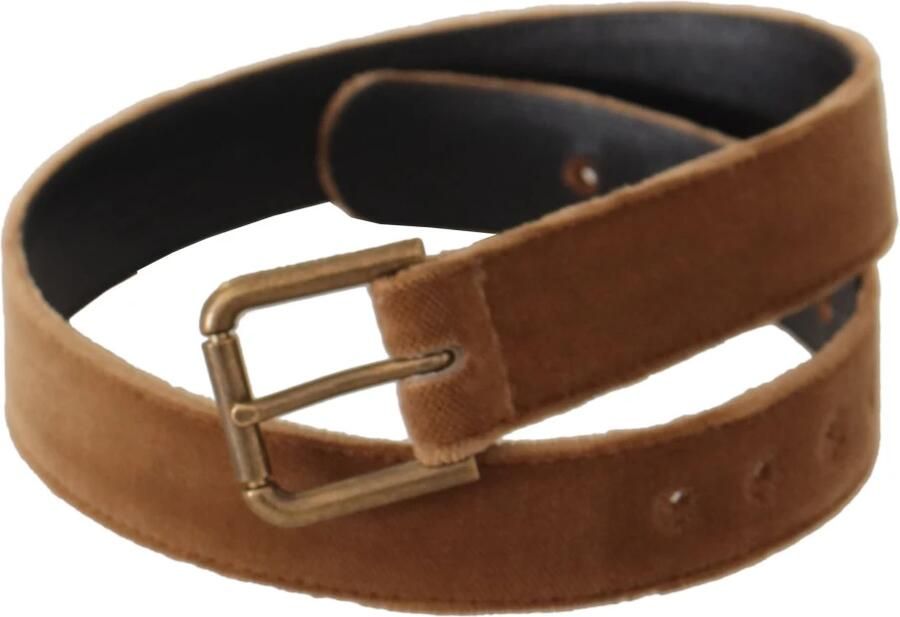 Dolce & Gabbana Elegante Leren Riem met Gegraveerde Gesp Brown Dames
