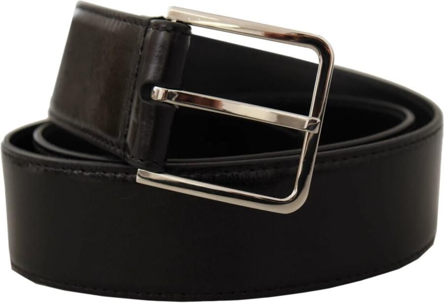Dolce & Gabbana Zwarte kalfsleren riem met gegraveerd logo en metalen gesp Black Unisex - Foto 3