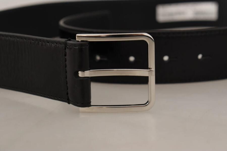 Dolce & Gabbana Zwarte kalfsleren riem met gegraveerd logo en metalen gesp Black Unisex - Foto 8