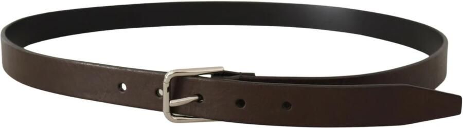Dolce & Gabbana Elegante Leren Riem met Metalen Gesp Brown Heren