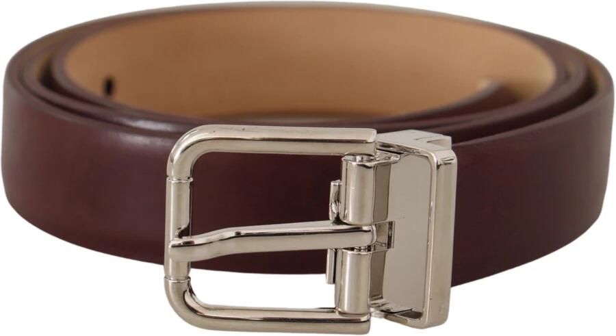 Dolce & Gabbana Elegante Leren Riem met Zilveren Gesp Brown Heren - Foto 3